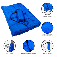 Couette portable légère en nylon 20D bleu avec duvet de canard RDS pour le camping en plein air, vente en gros OEM