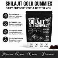 Gummies de Shilajit de l'Himalaya en gros OEM/ODM 5000mg 75% Acide Fulvique Ashwagandha Maca Ginseng 60 Gummies Véganes Sans OGM