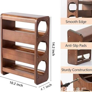 Estante de Madera para Vino, Exhibidor de Escritorio para 3 Botellas, Almacenamiento Multifuncional para Sala de Estar - Product Image 5