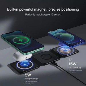 Cargador inalámbrico magnético plegable de 15W 3 en 1 soporte de estación magnética para <span class=keywords><strong>iPhone</strong></span> 16 15 14 13 <span class=keywords><strong>12</strong></span> <span class=keywords><strong>Pro</strong></span> <span class=keywords><strong>Max</strong></span> para Iwatch para airpods - Product Image 3