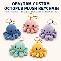 Porte-clés mascotte pieuvre personnalisé, service de conception sur mesure, logo brodé, service d'échantillonnage rapide, OEM ODM, animal en peluche