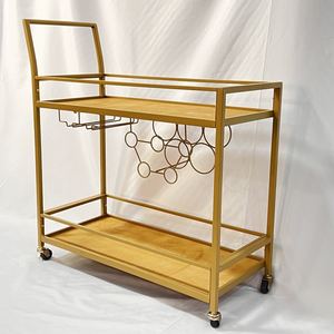 Moderno Top multistrato grano di legno Mobile in metallo oro deposito vino cucina Trolley Vintage <span class=keywords><strong>Antik</strong></span> Bar carrello ristorante - Product Image 3