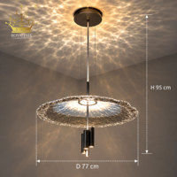 Lustre moderne en verre ondulé, suspension artistique en disques de verre, lampe suspendue de luxe pour hall d'hôtel, salon, restaurant