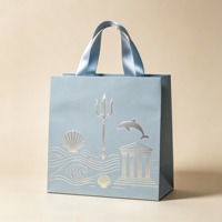 Sac de shopping écologique haut de gamme avec logo personnalisé imprimé, poignées en ruban, style inspiré de la mythologie