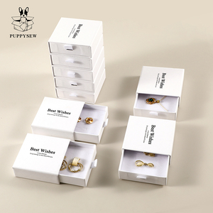 PUPPYSEW 9*9cm Cardboard Jewelry <b>Box</b> Handmade Jewelry Packaging Drawer <b>Box</b> Necklace Ring <b>Earrings</b> <b>Box</b> Custom logo - Product Image 6