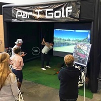 Simulateur de golf gonflable personnalisé pour entraînement commercial en intérieur et extérieur, avec cage, tente, écran de projection, pompe à air, 0,55 mm