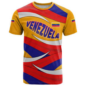 Camiseta de <span class=keywords><strong>Venezuela</strong></span> al por Mayor a Bajo Precio con Franjas de la Bandera Amarilla, Roja y Azul, Espíritu Ondulado, Camiseta con la Bandera Independiente de <span class=keywords><strong>Venezuela</strong></span> - Product Image 1