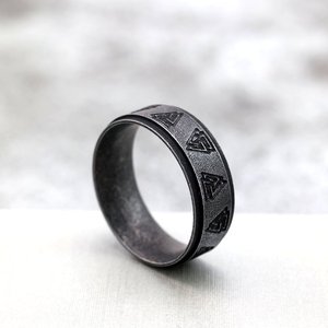 yunnique North European Vintage Men Stainless Steel <b>Ring</b> With Viking Triangle Symbol Geometric Design Hip Hop Style Gift Jewelry - Product Image 1