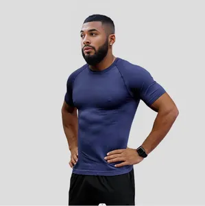 Camiseta masculina de manga curta para treino de ginástica com logotipo personalizado, roupa esportiva lisa personalizada para fitness muscular, slim fit fitness, fitness