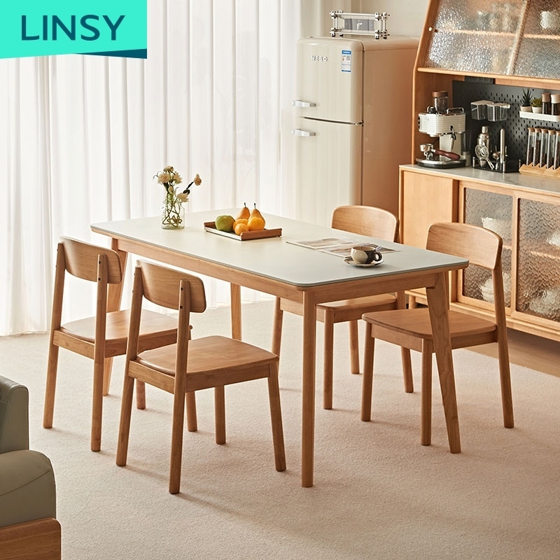 Modern Solid Wood Dining Table with Sintered Stone Top (6-Seater) - View 3