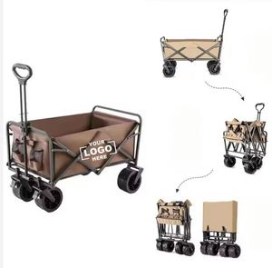 Chariot pliable en acier allié à 4 roues, robuste, capacité de 180 lb, léger, utilitaire pour le camping, les sports - Product Image 3