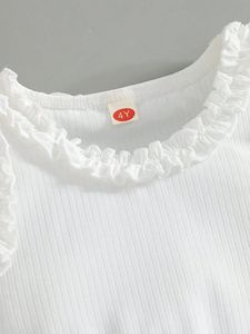 Nuevo conjunto <span class=keywords><strong>de</strong></span> verano para niño y niña, 2 conjuntos, camiseta sin mangas blanca sin mangas + lazos <span class=keywords><strong>de</strong></span> perlas, conjunto <span class=keywords><strong>de</strong></span> ropa <span class=keywords><strong>de</strong></span> Falda vaquera - Product Image 4