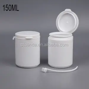 Белая пластиковая бутылка для лекарств с крышкой, 150 мл