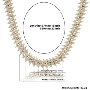 European American New Full Thorn Cuban Box <b>Chain</b> <b>Copper</b> Unisex High-quality Hip-hop Necklace Jewelry - Product Image 4