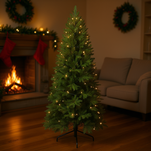 Árbol de Navidad Artificial BFS-L de 7 pies, Mezcla de PE y PVC con Alambre de Memoria, Alambre de Hierro, Luces LED Blancas Cálidas, Decoración Interior para el Hogar - Product Image 2