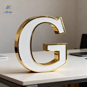 Signalisation extérieure étanche, logo <span class=keywords><strong>lumineux</strong></span> personnalisé, canal en acier inoxydable, lettres 3D lumineuses en or, enseignes LED pour entreprises - Product Image 3