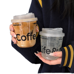 Disposable Eco-friendly <b>Plastic</b> Silk Screen Printed Logo Single Wall PET 12oz/16oz Bubble Tea Boba Coffee Cold <b>Drinks</b> <b>Cups</b> Lids - Product Image 1