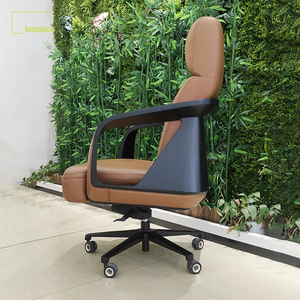 Chaise de bureau de direction KEPO Furniture, luxe italien, finition brillante orange, chaise de bureau moderne ergonomique en cuir de haute qualité pour la maison - Product Image 3