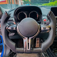 Volant sport en cuir et fibre de carbone pour BMW F10 F30 E46 E60 F15 F90 F80 G20 G30 M3 M4 M5, avec poignée en cuir