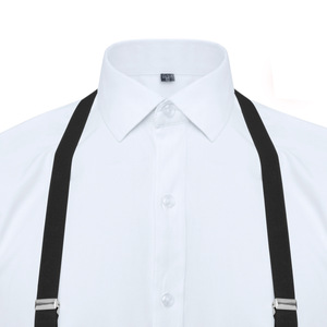 Men's Elastic Suspenders Black 110*2cm 4-Clip Adjustable Workwear Nylon Material European American Style - Product Image 1