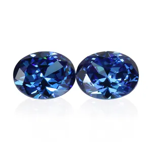 Factory Price Top Quality CZ Stones Blue Oval Cut Synthetic Gemstones 5A Cubic Zirconia For Jewelry Making Rings Earrings