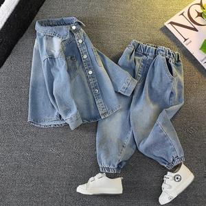 Atacado Nova Boutique Primavera Outono Bebê Denim Ternos Jacket + Jeans 2Pcs Moda Meninos Conjuntos de Roupas - Product Image 3