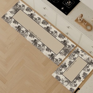 Tapis de cuisine rétro américain en cuir PU, imperméable, anti-huile, antidérapant, carré, couleur unie, en PVC pour la cuisine - Product Image 5