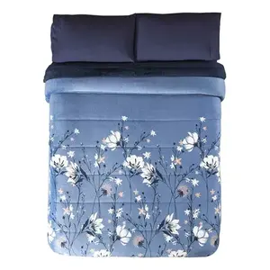 Manta Acolchada Vianney Arctic, Tamaño King y Queen, Microfibra Afelpada, Ropa de Cama de Invierno, Diseño Floral, Estilo Moderno - Product Image 1