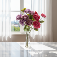 Bunga Peony Artifisial Modern Cetak 3D Ramah Lingkungan Dekorasi Dinding Latar Belakang Pernikahan Luar Ruangan Hari Ibu untuk Rumah
