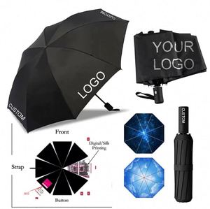 Custom Logo Fully-Automatic 3-Folding <b>Windproof</b> UV Business Gift <b>Umbrella</b> Double Fiberglass Ribs 95Cm Diameter Classic Design - Product Image 4