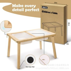 Mesa infantil multifuncional de madera de 21.34x17.71 pulgadas con cajas de almacenamiento para juegos y aprendizaje en interiores - Product Image 5