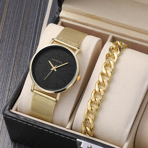 YuSa411 Hot <strong>Geneva</strong> Men Classic Business <strong>Watches</strong> Calendar Quartz <strong>Watch</strong> With Alloy Steel Strap&amp; Bracelet 2pcs <strong>Set</strong> - Product Image 1