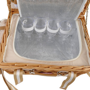 Wicker Vuông Cổ Điển Cách Điện Dã Ngoại Giỏ Đặt Cho 4 Người Với Chăn Xử Lý Bìa Phích Và Đa Chức Năng Thiết Kế - Product Image 3