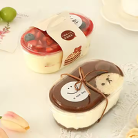 Boîte en plastique PET de qualité alimentaire, motif carré, forme ovale, pour aliments pour bébés, desserts, gâteaux, pain