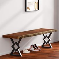 Pieds de banc en métal noir industriel moderne en forme de X, cadre en fer thermolaqué, table console à bord brut, mobilier de cour