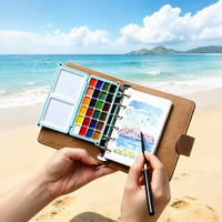 XinyiArt – Nouveau Kit de Peinture à l'Aquarelle Solide de Voyage 24 Couleurs avec Papier Aquarelle 300 g/m² et Pinceau à Eau pour Artistes et Étudiants