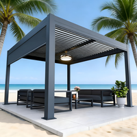 Pergola en aluminium de luxe avec volets, pavillon lumineux, auvent pare-soleil électrique télécommandé pour villa extérieure