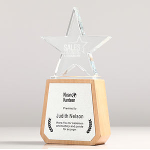 جائزة كريستال ماسية جديدة لعام <span class=keywords><strong>2026</strong></span> على شكل نجمة، هدية تذكارية، درع زجاجي خشبي - Product Image 2
