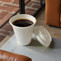 Tasse jetable de canne à sucre de café de bagasse à emporter écologique de bonne qualité avec couvercle