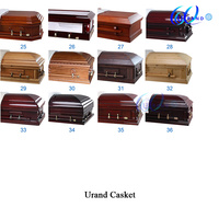 Ataúdes de Madera Estilo Americano en Color Caoba Sólida con Interior de Terciopelo Color Marfil y Diseños Personalizables para Entierro Funerario