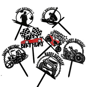 Adorno de acrílico para pastel con diseño de miel y dulzura, decoración de cumpleaños, artículos para fiestas temáticas de motocicletas y carreras de coches, 10 cm de ancho - Product Image 5