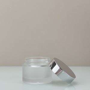 Glass Cosmetic Jar for Eye Cream 30g 50g 100g Round Shape Frosted Green Pink Clearglass Cream <b>Container</b> Jar with Sliver Lid - Product Image 2