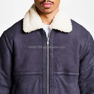 High Quality Custom Design Clothing Manufacturer <b>Suede</b> Zip up <b>Jackets</b> Lamb Wool Lapel With Bottom Fit Casual Wear <b>Suede</b> <b>Jacket</b> - Product Image 2