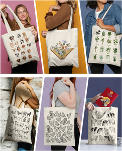 주문제작 승화 인쇄 면 토트백 친환경 재활용 캔버스 숄더백 로고 인쇄 접이식 재사용 쇼핑 메이크업 가방 - Product Image 2