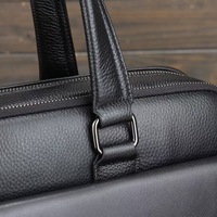 Sac à bandoulière en cuir de vachette noir grainé, style mode, pour ordinateur portable, mallette pour homme d'affaires