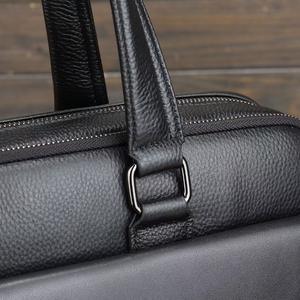 Sac à bandoulière en cuir de vachette noir grainé, style mode, pour ordinateur portable, mallette pour homme d'affaires - Product Image 6