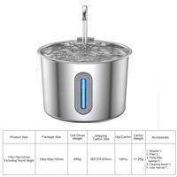 Fontaine à eau pour animaux de compagnie en acier inoxydable ultra-silencieuse avec filtration en 5 étapes, étanche IPX5, capacité de 2,2 L pour chats et petits chiens