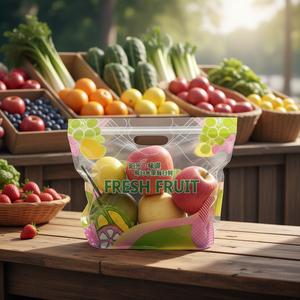 Sacs de conservation des fruits perforés personnalisés pour les cerises des supermarchés, sacs respirants à fermeture automatique, autoportants, à tenir à la main - Product Image 1