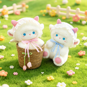 Peluche Pecora Angeli Nani con Fiocco da 20/30 cm, Simpatico Cuscino a Forma di Agnello Bianco, Regalo di Compleanno per Bambini e Bambine, Vendita all'Ingrosso - Product Image 6