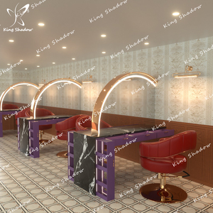Espejos de salón de peluquería de lujo con marco dorado simple/doble, estación de peluquería, espejo de salón Led, otros muebles de salón - Product Image 4